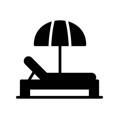 Web ve mobil uygulama tasarımınız için beyaz arkaplanda izole edilmiş şemsiye simgesi vektörü, sandalye logosu konsepti