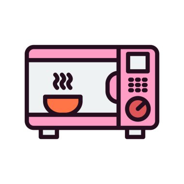 mikrodalga fırın ikonu vektörü. İnce çizgi işareti. izole edilmiş sınır sembolü çizimi