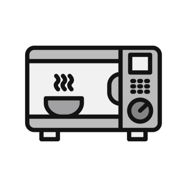 mikrodalga fırın ikonu vektörü. İnce çizgi işareti. izole edilmiş sınır sembolü çizimi