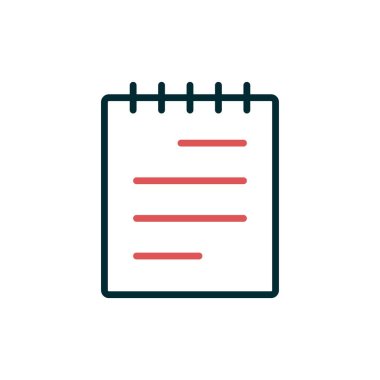 Not defteri simgesi vektörü. İnce çizgi işareti. izole edilmiş sınır sembolü çizimi