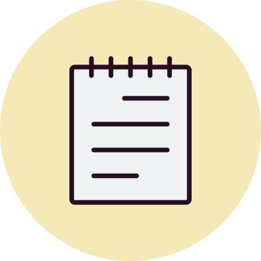 Not defteri simgesi vektörü. İnce çizgi işareti. izole edilmiş sınır sembolü çizimi