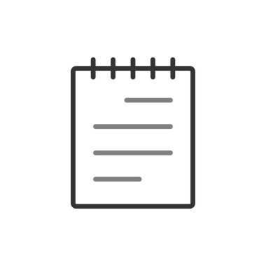 Not defteri simgesi vektörü. İnce çizgi işareti. izole edilmiş sınır sembolü çizimi