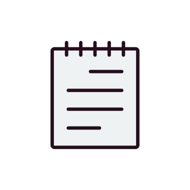 Not defteri simgesi vektörü. İnce çizgi işareti. izole edilmiş sınır sembolü çizimi