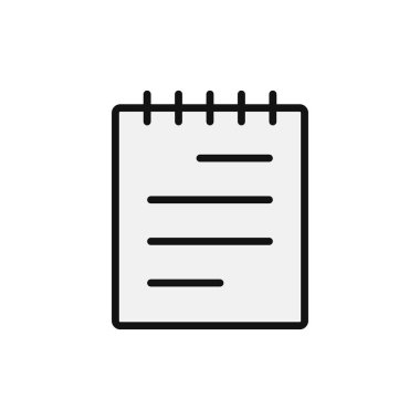 Not defteri simgesi vektörü. İnce çizgi işareti. izole edilmiş sınır sembolü çizimi