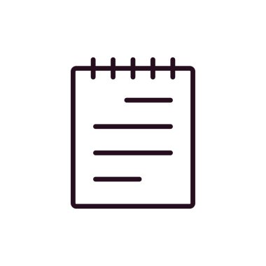 Not defteri simgesi vektörü. İnce çizgi işareti. izole edilmiş sınır sembolü çizimi