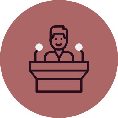 Konferans vektör simgesi beyaz arkaplanda izole edildi, hoparlör işareti