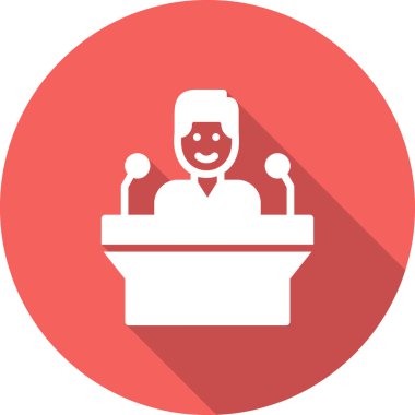 Konferans vektör simgesi beyaz arkaplanda izole edildi, hoparlör işareti