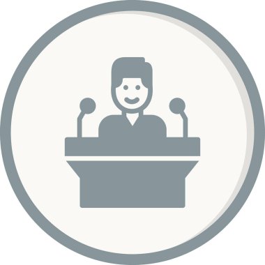 Konferans vektör simgesi beyaz arkaplanda izole edildi, hoparlör işareti