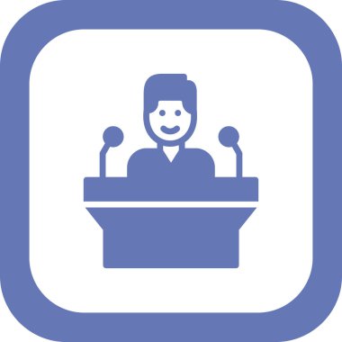 Konferans vektör simgesi beyaz arkaplanda izole edildi, hoparlör işareti