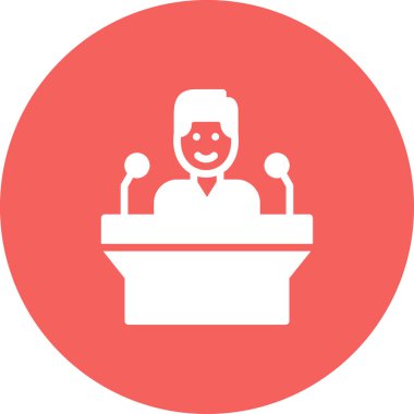 Konferans vektör simgesi beyaz arkaplanda izole edildi, hoparlör işareti