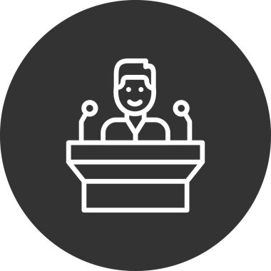 Konferans vektör simgesi beyaz arkaplanda izole edildi, hoparlör işareti