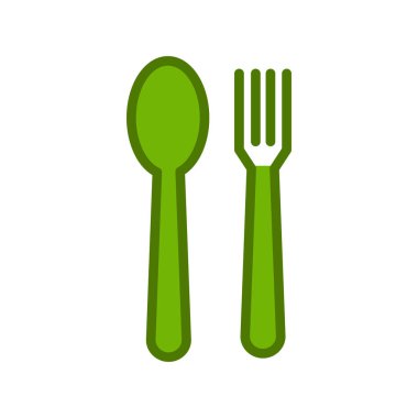 Çatal ve kaşık ikonları. Web tasarımı vektör illüstrasyonu