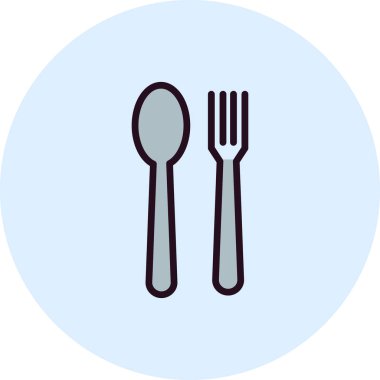 Çatal ve kaşık ikonları. Web tasarımı vektör illüstrasyonu