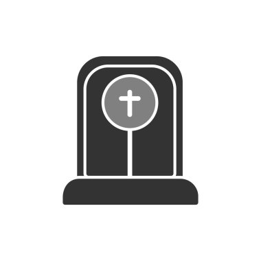 Ağ ve mobil uygulama tasarımınız için beyaz arkaplanda izole edilmiş mezar taşı simgesi vektörü, mezar taşı logosu kavramı