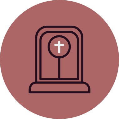 Mezar taşı simgesi vektörü. İnce çizgi işareti. izole edilmiş sınır sembolü çizimi