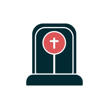 Ağ ve mobil uygulama tasarımınız için beyaz arkaplanda izole edilmiş mezar taşı simgesi vektörü, mezar taşı logosu kavramı