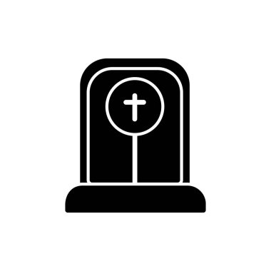 Ağ ve mobil uygulama tasarımınız için beyaz arkaplanda izole edilmiş mezar taşı simgesi vektörü, mezar taşı logosu kavramı