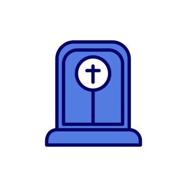 Mezar taşı simgesi vektörü. İnce çizgi işareti. izole edilmiş sınır sembolü çizimi