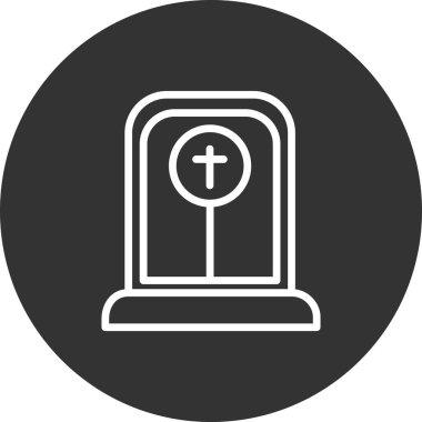 Mezar taşı simgesi vektörü. İnce çizgi işareti. izole edilmiş sınır sembolü çizimi