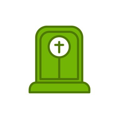 Ağ ve mobil uygulama tasarımınız için beyaz arkaplanda izole edilmiş mezar taşı simgesi vektörü, mezar taşı logosu kavramı