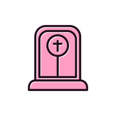 Mezar taşı simgesi vektörü beyaz arkaplanda izole edilmiş, mezar taşı şeffaf işareti, çizgi veya doğrusal tasarım ögeleri ana hat biçiminde