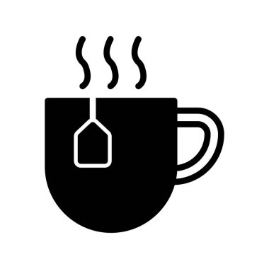 Bardak simgesinde çay, vektör illüstrasyonu