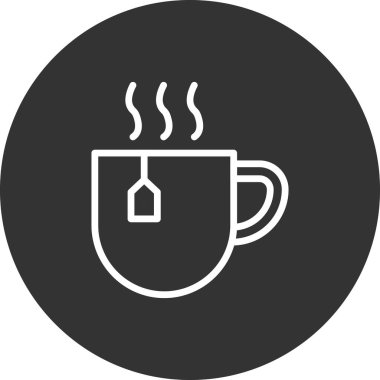 Bardak simgesinde çay, vektör illüstrasyonu