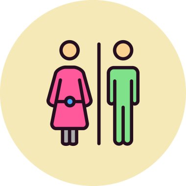 Tuvalet işareti simgesi. düz tasarım biçimi.