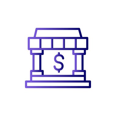 Banka binası simgesi vektör çizimi tasarımı