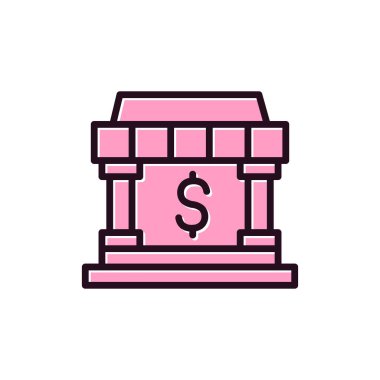 Banka binası simgesi vektör çizimi tasarımı