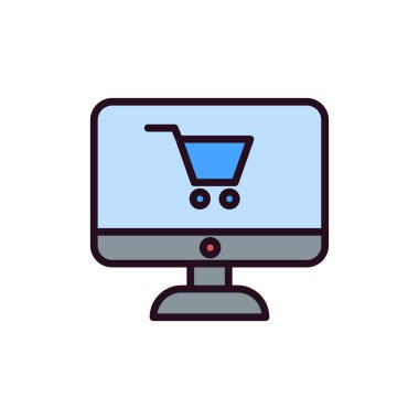 çevrimiçi alışveriş simgesi vektör illüstrasyonu