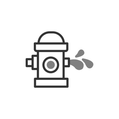 vector illustration, icon of street fire hydrant with water drops 