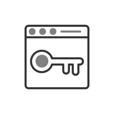 Tarayıcı anahtar kelime veya parola simgesi. Basit vektör tasarımı