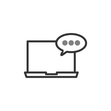 sohbet baloncuklu dizüstü bilgisayar, vektör illüstrasyonu