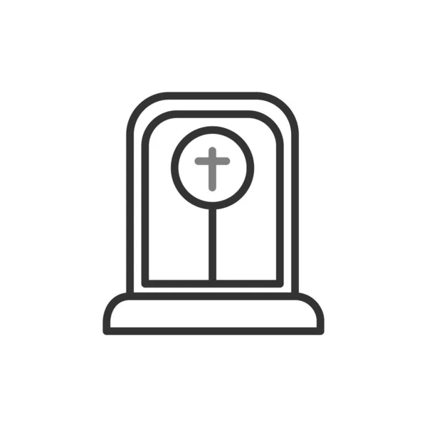 Gravestone Line Icon Web Mobile Infographics Hand Drawn Vector Isolated — Wektor stockowy