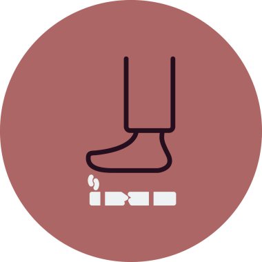 Ayak ve sigara ikonu vektör çizimi. Sigarayı Bırak konsepti 