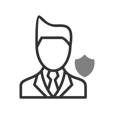 Güvenlik Şirketi Yöneticisi basit simge, vektör illüstrasyonu