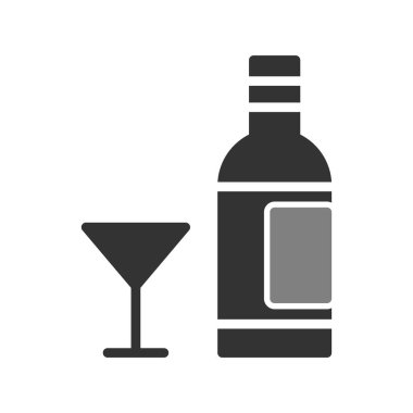 Alkol basit simgesi, vektör illüstrasyonu