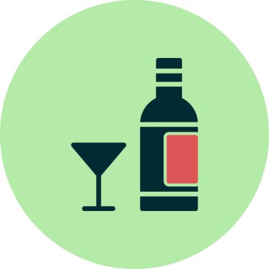 Alkol basit simgesi, vektör illüstrasyonu