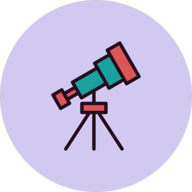 Teleskop simgesi. Moda tarzında ince çizgi illüstrasyonu.