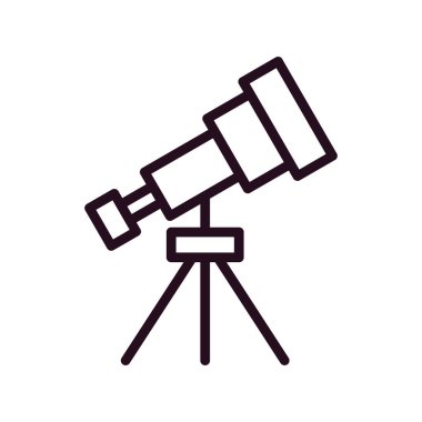 Teleskop simgesi. Moda tarzında ince çizgi illüstrasyonu.