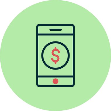 Mobil bankacılık ikonu vektör illüstrasyonu. İş dünyası 