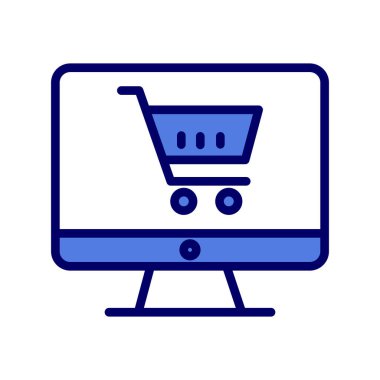 Online Alışveriş vektör glif simgesi.