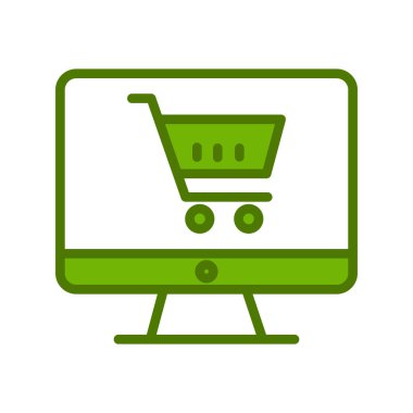 Online Alışveriş vektör glif simgesi.