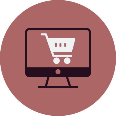 Online Alışveriş vektör glif simgesi.