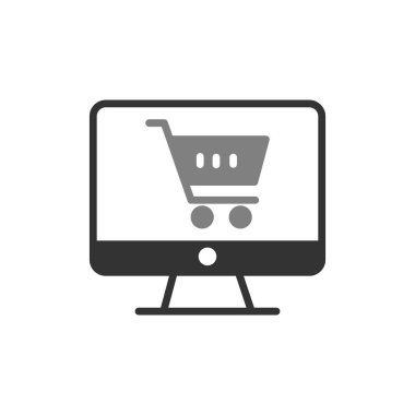 Online Alışveriş vektör glif simgesi.
