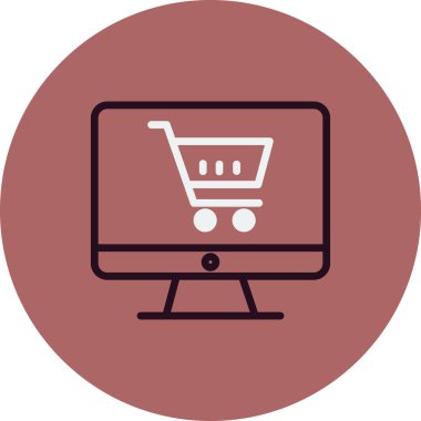 Online Alışveriş vektör glif simgesi.