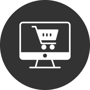 Online Alışveriş vektör glif simgesi.