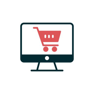 Online Alışveriş vektör glif simgesi.