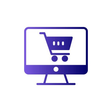 Online Alışveriş vektör glif simgesi.